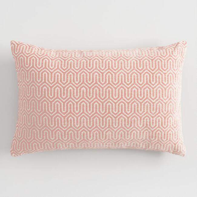 Blush Geometric Chenille Lumbar Pillow