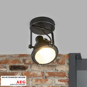 Antikschwarzer LED-Strahler Arlen, Wand und Decke