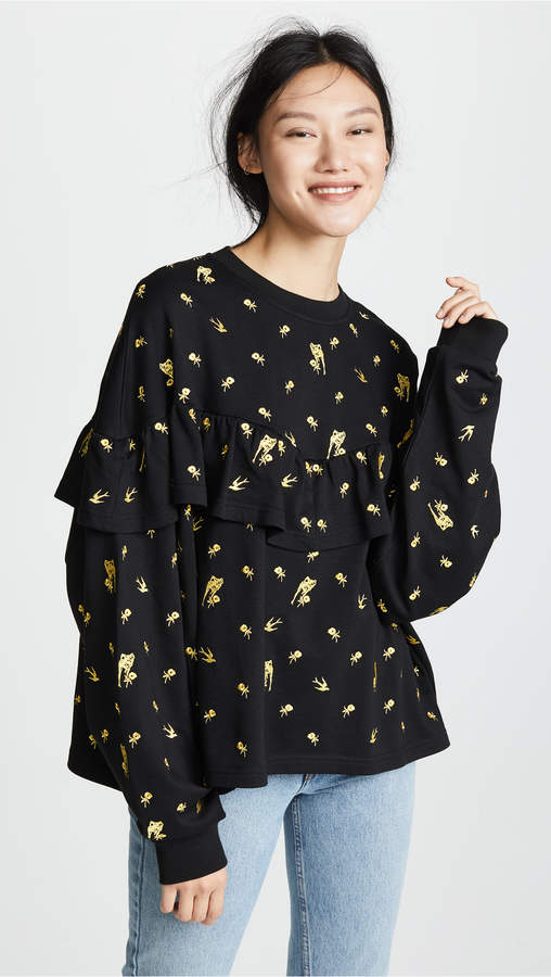 Alexander McQueen Inserted Ruffle Sweatshirt