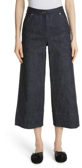 Panel Front Wide Leg Crop Jeans