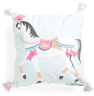 Kids Made In India 20x20 Carousel Horse Pillow