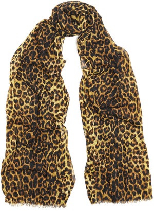 Saint Laurent Leopard-Print Wool Scarf