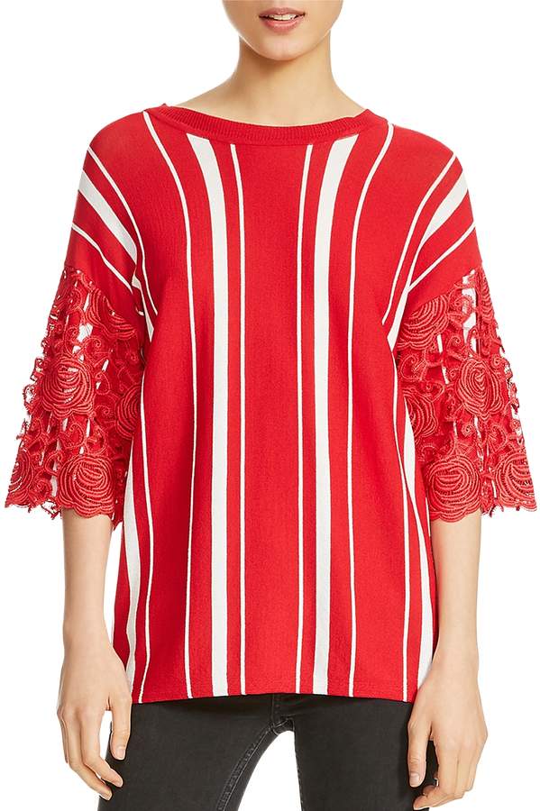 Molina Striped Lace-Trim Sweater