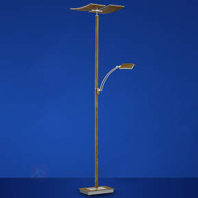 Dimmbare LED-Stehlampe Duo mit Holzlackierung