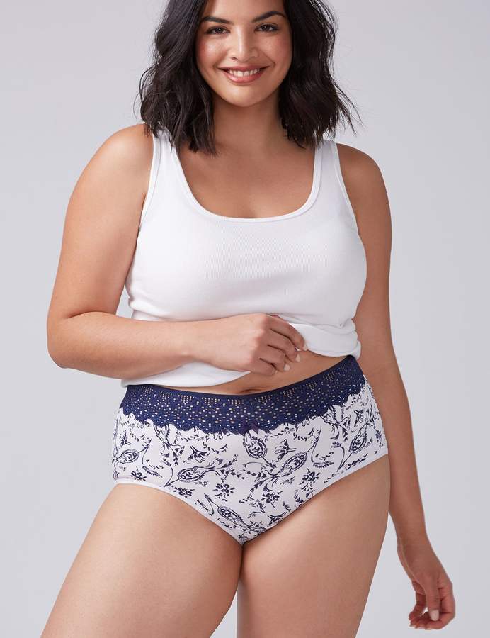 Cotton Full Brief Panty with Lace Waist
