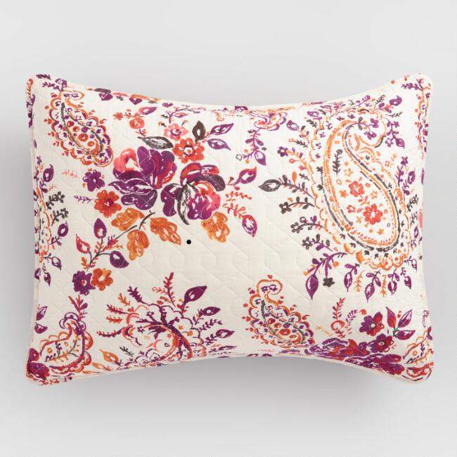 Purple and Ivory Paisley Elizabeth Pillow Shams Set of 2