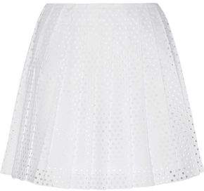 Perforated Cotton-Poplin Mini Skirt
