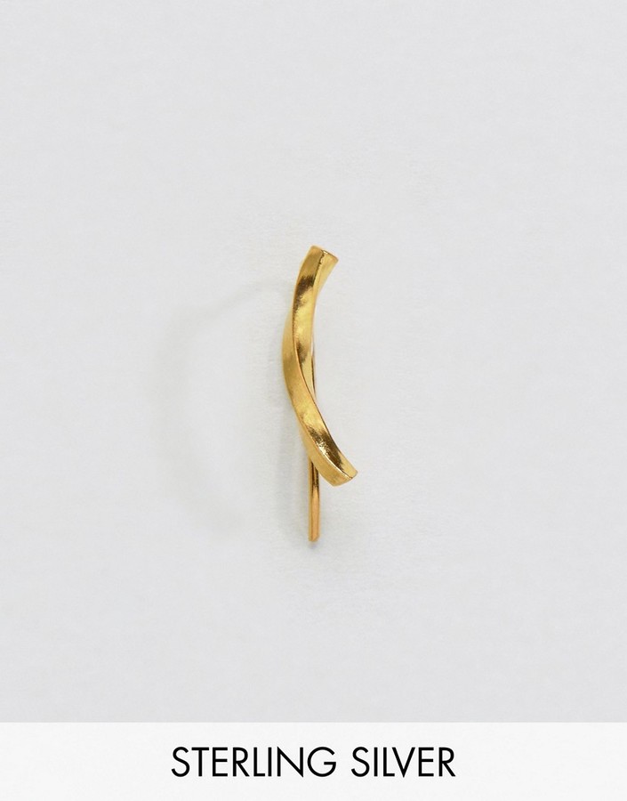 Gold Plated Sterling Silver Twisted Bar Ear Climber