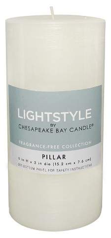 Chesapeake Bay Candle Fragrance Free Pillar Candle - White - 3