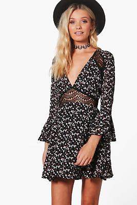 Damen Amara Skaterkleid mit Tailleneinsatz aus Spitze und Blumen-Print in