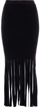 Fringed Stretch-Knit Skirt