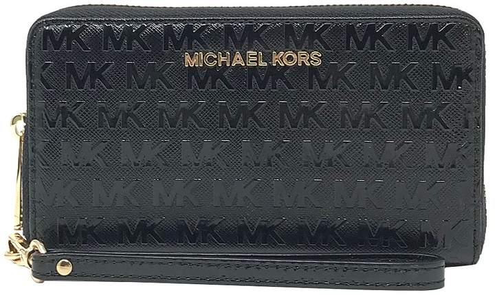 Michael Kors Black Jet Set Travel Leather Smartphone Wristlet - BLACK - STYLE