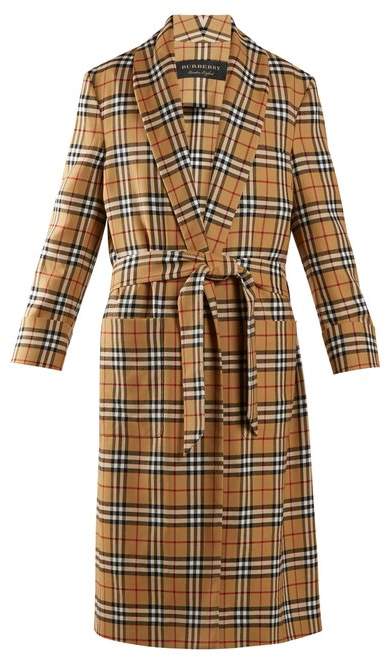 Unisex vintage-checked belted wool coat