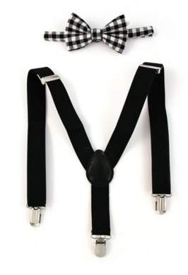 Rising StarTM Infant/Toddler 2-Piece Suspender and Gingham Bow Tie Set in Black