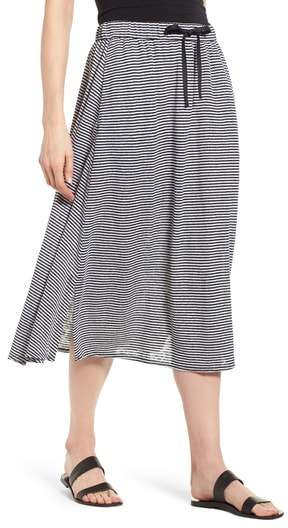 Flared Stripe Organic Linen Skirt