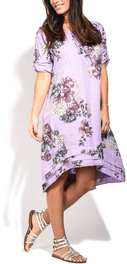 Purple Floral Emeraude Linen Dress - Women & Plus