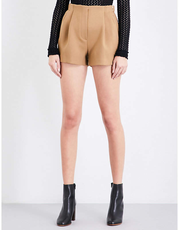 Ivon high-rise cotton-blend shorts