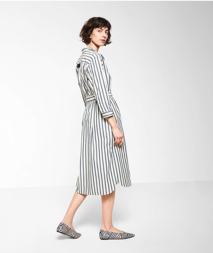 Baumwollkleid mit Streifen, Braun, Größe 40