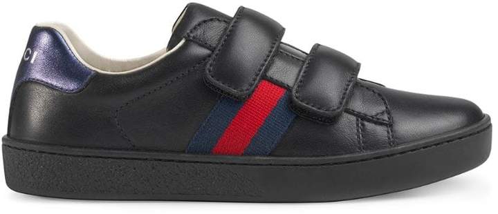Gucci Kids Children's leather sneaker with Web