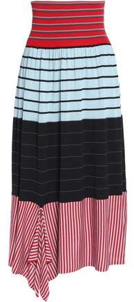 Paneled Striped Silk And Cotton-Blend Jacquard Midi Skirt