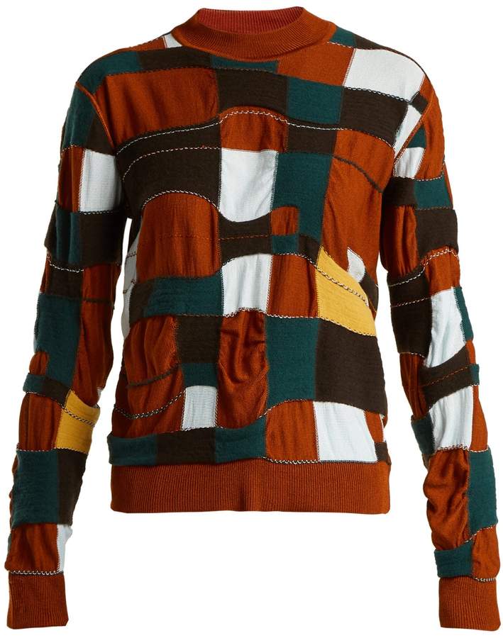 Patchwork cotton-blend sweater