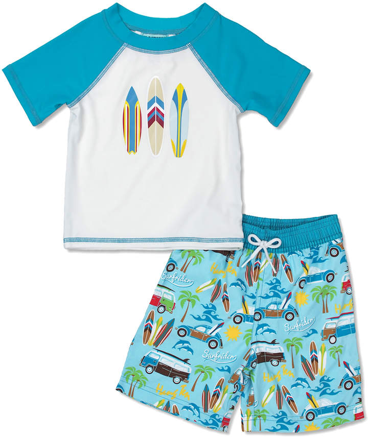 Blue Surfboard Rashguard & Swim Trunks - Infant & Toddler