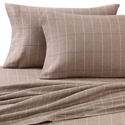 Luxury Portuguese Flannel Standard Pillowcases in Brown Plaid (Set of 2)