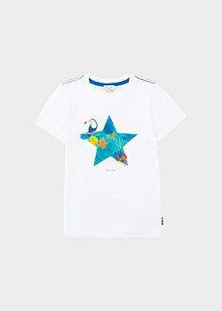 Boys' 2-6 Years White 'Botanical Star' Print T-Shirt