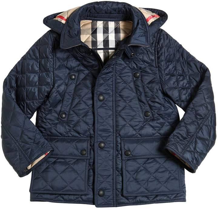 Quilted Nylon Hooded Jacket