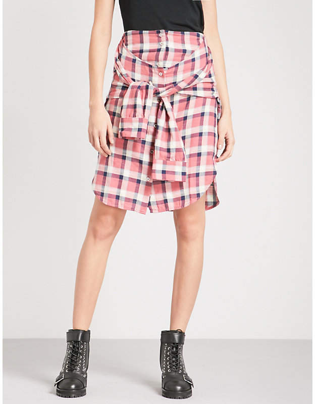 O-planet high-rise brushed cotton skirt