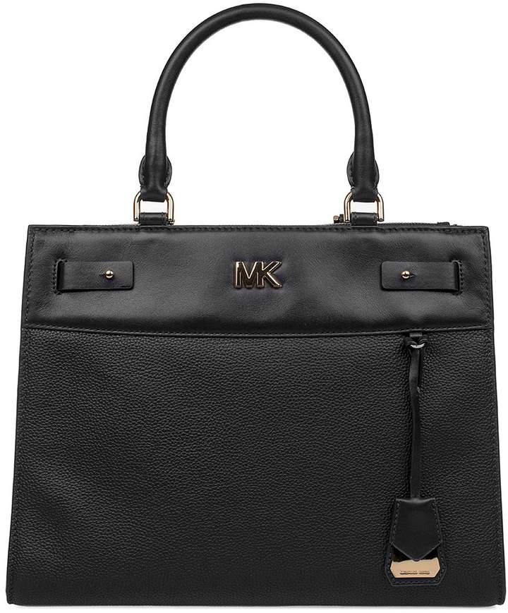 Michael Kors Black Reagan Hammered Leather Top Handle Bag - BLACK - STYLE