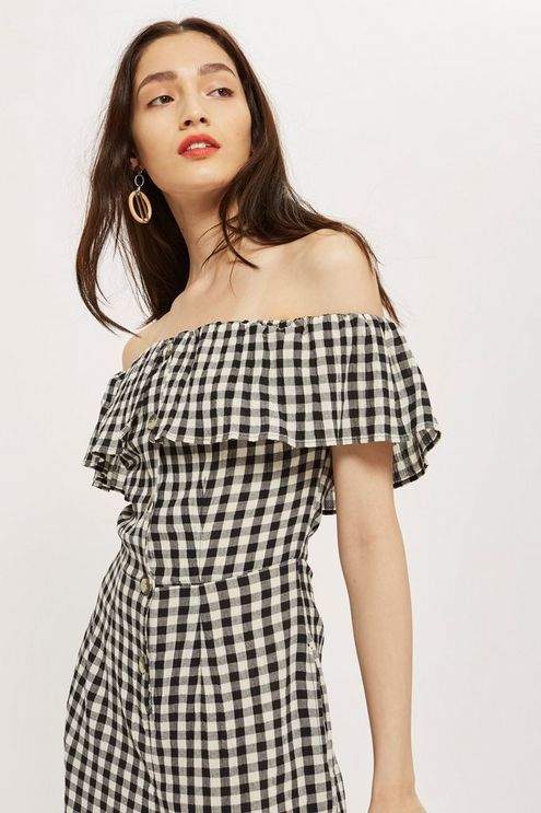 Tall gingham bardot jumpsuit