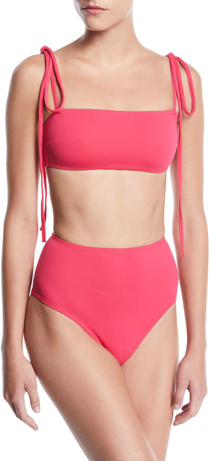 Bandeau Tie-Straps High-Waist Two-Piece Bikini Swim Set