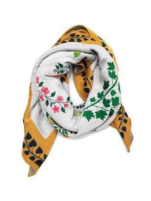 Oscar de la Renta Botanical Branches Wool-Blend Scarf