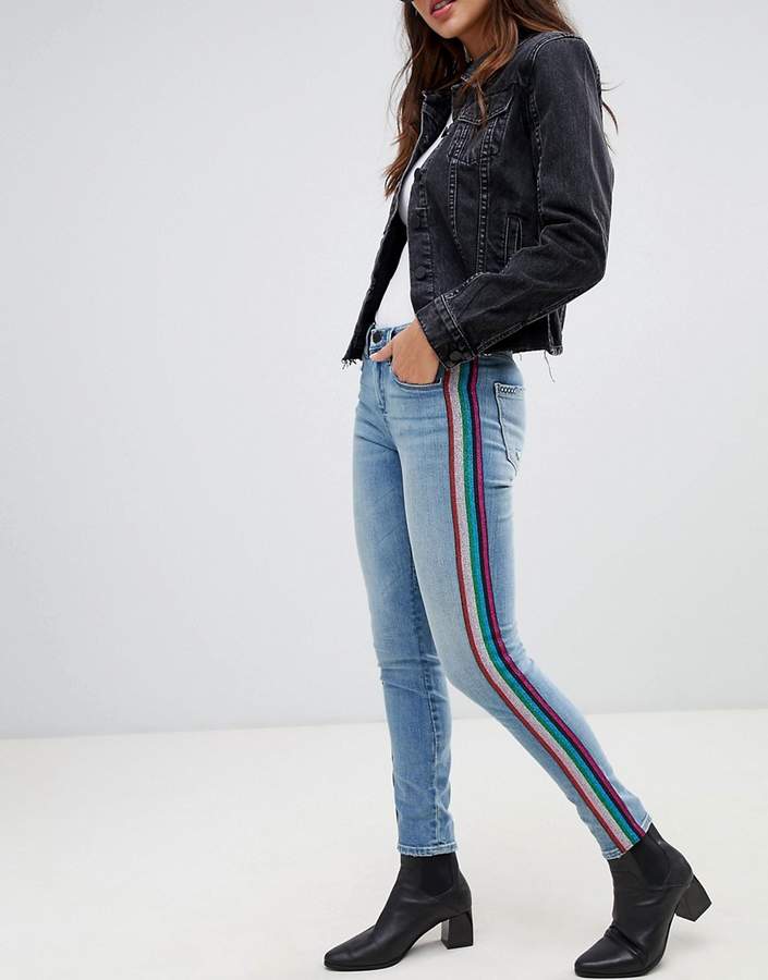 Skinny Jean With Rainbow Stripe Detail
