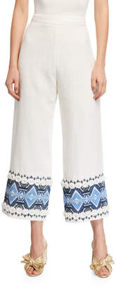 Alexis Lowri High-Rise Embroidered Wide-Leg Pants