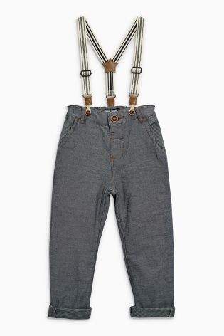 Boys Grey Smart Braced Trousers (3mths-6yrs) - Grey