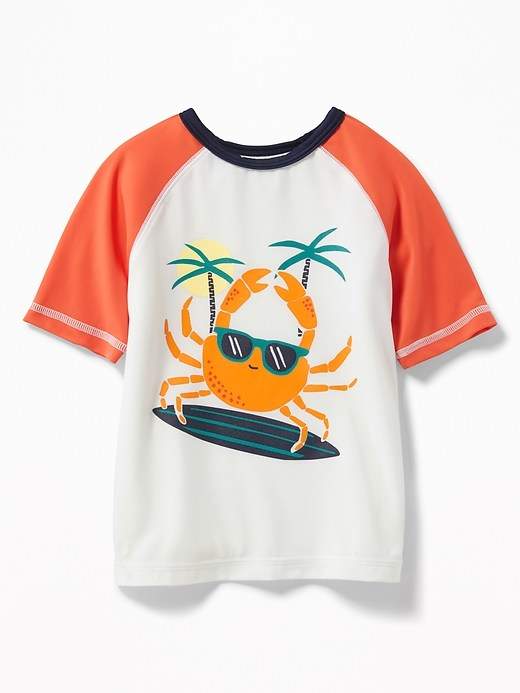 Crab-Graphic Rashguard for Toddler Boys