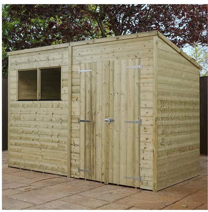 MERCIA 10x6 Ft Premium Shiplap Shed With Pent Roof, Windows And Double Doors - Assembly Included
