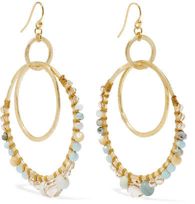 Gold-tone, Amazonite And Crystal Earrings