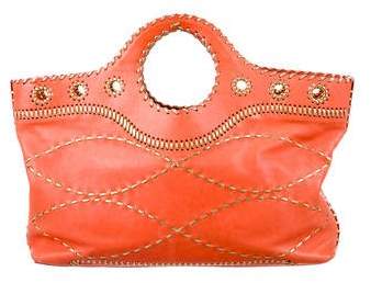 Michael Kors Leather Whipstitch Tote - ORANGE - STYLE