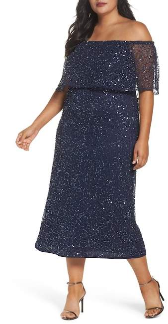 Beaded Off the Shoulder Long Dress (Plus Size)