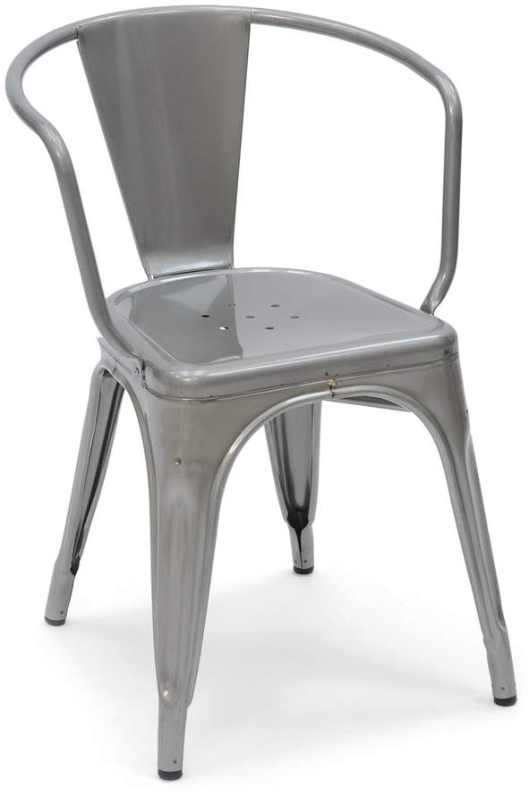 Tolix - A56 Armlehnstuhl Indoor, Stahl glänzend