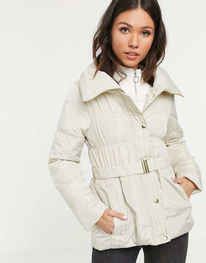 short ruched padded coat
