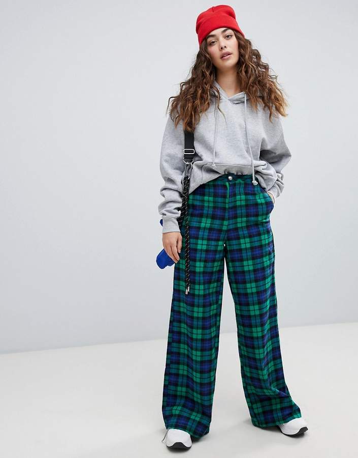 wide leg trousers in check