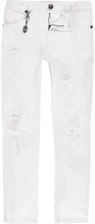 Boys White Sid ripped skinny jeans