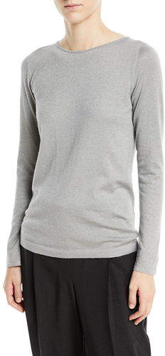 Cashmere-Blend Metallic Long-Sleeve Sweater