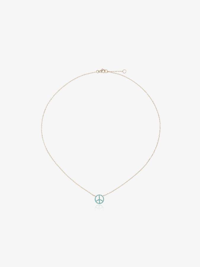 Rosa De La Cruz 18k gold necklace with turquoise peace pendant