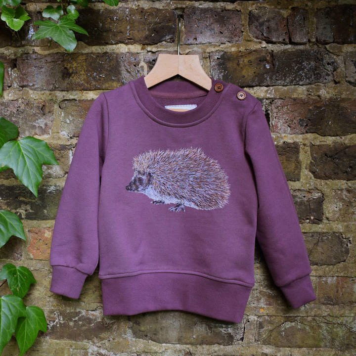 Naomi Stay Children's Organic Cotton Sweatshirt Hedgehog Design