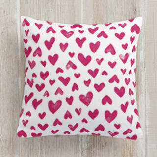 Hand Stamped Hearts Square Pillow